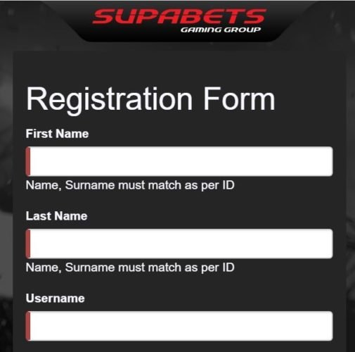 Supabets Mobile Registration